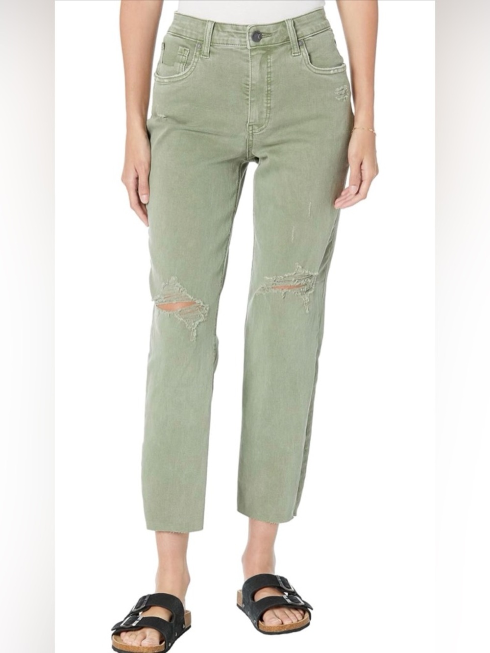 Kut from the Kloth Sage Green Distressed Jeans
